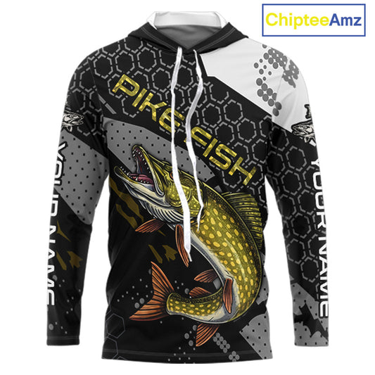Custom Pike Long Sleeve Fishing Shirts For Men, Design Pike Fishing Jerseys NHT446