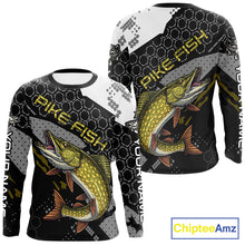 Load image into Gallery viewer, Custom Pike Long Sleeve Fishing Shirts For Men, Design Pike Fishing Jerseys NHT446