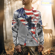 Load image into Gallery viewer, Deer Hunting 3D US Flag Camo Gray Grim Reaper Deer Skull Full Printing Custom Name Shirt NHT203