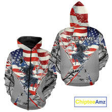 Load image into Gallery viewer, Deer Hunting 3D US Flag Camo Gray Grim Reaper Deer Skull Full Printing Custom Name Shirt NHT203