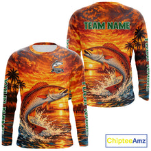 Load image into Gallery viewer, Personalized Redfish Fish Fishing Shirt Long Sleeve – Sunset Ocean Design NHT712