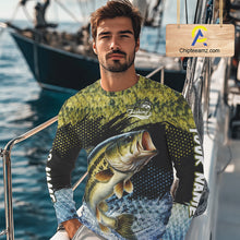 Load image into Gallery viewer, Largemouth Bass Fishing Green Camo Bass Jersey Customize Bass Fishing Shirts Long Sleeve NHT532