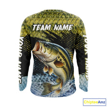 Load image into Gallery viewer, Largemouth Bass Fishing Green Camo Bass Jersey Customize Bass Fishing Shirts Long Sleeve NHT532