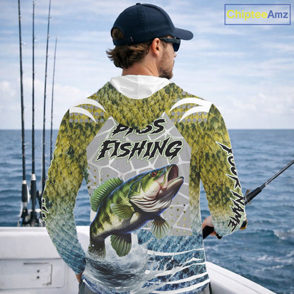 Beautiful Bass Fishing Shirts Long Sleeve Hooded Customize Name Fishing Personalized Gift NHT404