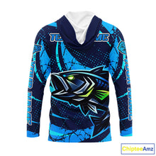 Load image into Gallery viewer, Blue Camo Largemouth Bass Fishing Jerseys, Custom Bass Performance Fishing Apparel NHT460
