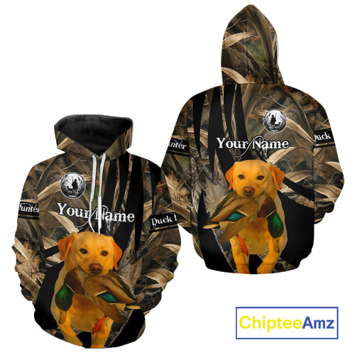Duck Hunting Camo Shirt With Yellow Lab For Duck Hunter - Best Duck Hunting Gifts NHT227