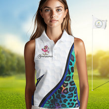 Load image into Gallery viewer, Funny Pink Flamingo Custom Colorful Neon Leopard Team Sleeveless Golf Polo Shirt For Women NHT544