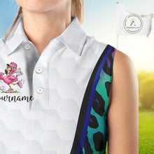 Load image into Gallery viewer, Funny Pink Flamingo Custom Colorful Neon Leopard Team Sleeveless Golf Polo Shirt For Women NHT544