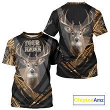 Load image into Gallery viewer, Deer Hunting Shirt Black Camo Brown 3D Custom Name, Season Deer Hunting, Deer Hunting Gift NHT139