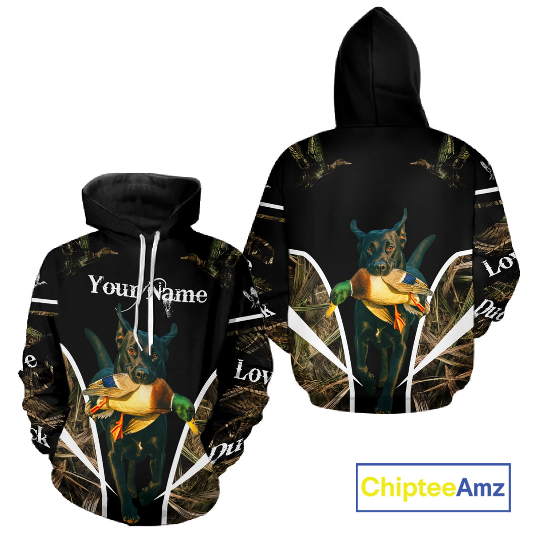 Duck Hunting With Black Lab Custom Name 3D All Over Print Shirt, Duck Hunting Shirt NHT145