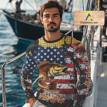 Load image into Gallery viewer, American Flag Custom Redfish Fishing Shirts Long Sleeve, Patriotic Redfish Fishing Jerseys NHT484