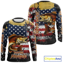 Load image into Gallery viewer, American Flag Custom Redfish Fishing Shirts Long Sleeve, Patriotic Redfish Fishing Jerseys NHT484