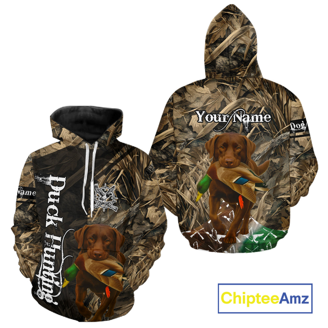 Duck Hunting with Chocolate Labrador Retriever All Over Printed Shirts, Lab Hunting Shirt NHT244
