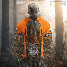 Load image into Gallery viewer, Duck Hunting Shirt Personalized with Vizsla Dog Camo Orange Hunting Clothes For Men NHT151