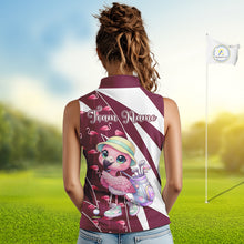 Load image into Gallery viewer, Cute Pink Flamingo Custom Pattern Funny Womens Sleeveless Golf Shirts Flamingo Golf Team Shirt NHT593