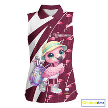 Load image into Gallery viewer, Cute Pink Flamingo Custom Pattern Funny Womens Sleeveless Golf Shirts Flamingo Golf Team Shirt NHT593