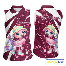 Load image into Gallery viewer, Cute Pink Flamingo Custom Pattern Funny Womens Sleeveless Golf Shirts Flamingo Golf Team Shirt NHT593