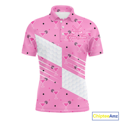 Personalized Mens Golf Polo Shirt With Flamingo Sleep– Funny Cartoon Pattern For Golfer NHT598