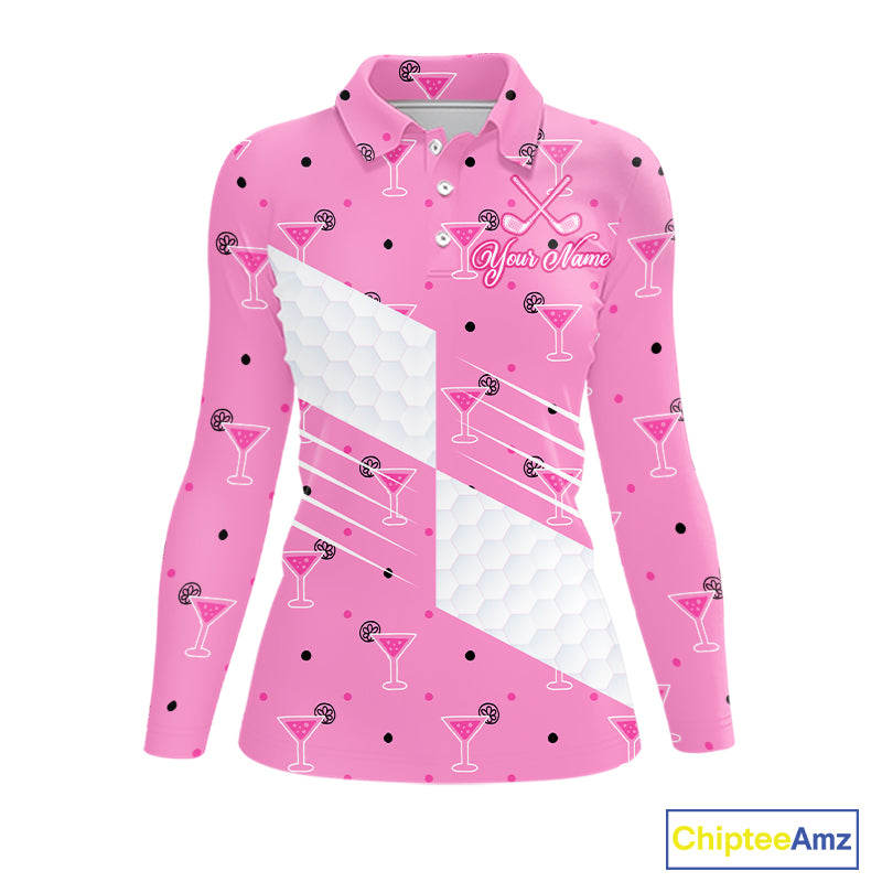 Personalized Womens Golf Polo Shirt With Flamingo Sleep– Funny Cartoon Pattern For Golfer NHT598