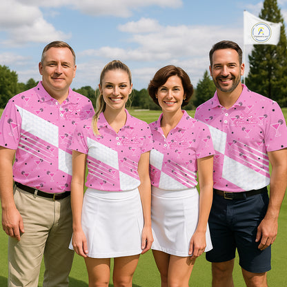 Personalized Womens Golf Polo Shirt With Flamingo Sleep– Funny Cartoon Pattern For Golfer NHT598