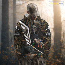 Load image into Gallery viewer, Waterfowl Hunting Shirt Camo Personalized with Black Lab Dog and Grim Reaper, Hunting Gifts NHT168