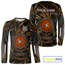 Load image into Gallery viewer, Duck Hunting Shirt with US Flag Camo – Personalized All Over Print Waterfowl Clothing NHT170