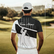 Load image into Gallery viewer, Mens Golf Polo Shirt American Flag Patriotic Golf Shirts Custom Name Golf Gifts For Mens NHT620