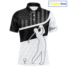 Load image into Gallery viewer, Mens Golf Polo Shirt American Flag Patriotic Golf Shirts Custom Name Golf Gifts For Mens NHT620