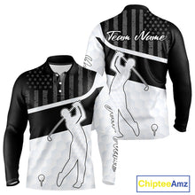 Load image into Gallery viewer, Mens Golf Polo Shirt American Flag Patriotic Golf Shirts Custom Name Golf Gifts For Mens NHT620
