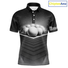 Load image into Gallery viewer, Black Golf Polos Shirts For Mens Custom Golf Ball Clubs, Best Golf Gift Custom Name For Team Name NHT628