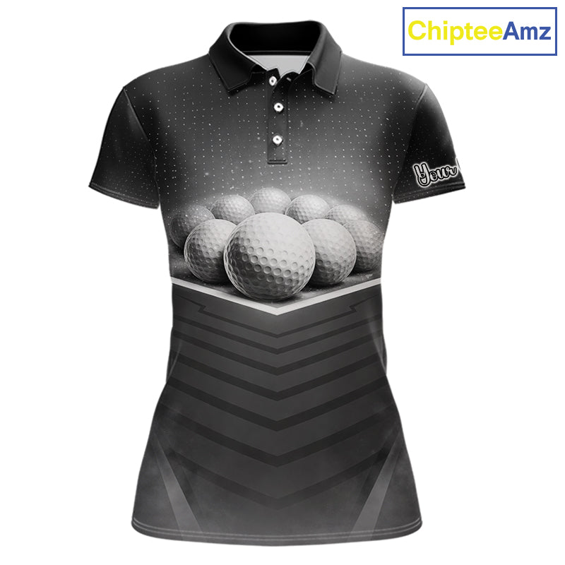Black Golf Polos Shirts For Womens Custom Golf Ball Clubs, Best Golf Gift Custom Name For Team Name NHT628