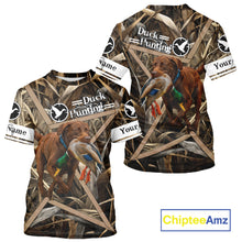 Load image into Gallery viewer, Mallard Duck Hunting Shirts With Dog Chocolate Lab, Personalized Hunting Clothes NHT183