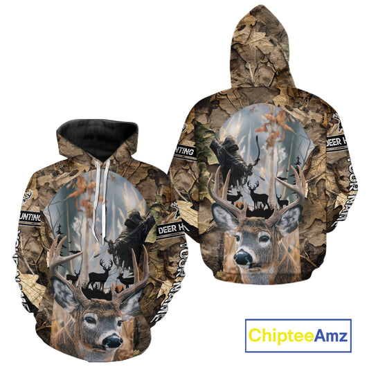 Deer Hunting Grim Reaper Camo Forest 3D All Over Printed Shirt, Personalized Hunting Shirt NHT273