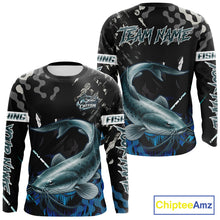 Load image into Gallery viewer, Black Camo Custom Catfish Fishing Shirts Long Sleeve, Catfish Fishing Jerseys For Men NHT499