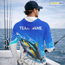 Load image into Gallery viewer, Tuna Fishing Custom Hooded Fishing Shirts Long Sleeve For Men, Tuna Saltwater Fishing Shirt NHT645