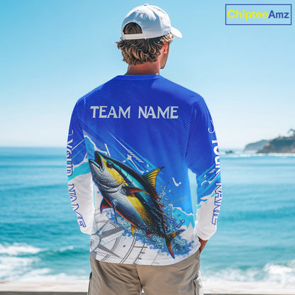Tuna Fishing Custom Fishing Shirts Long Sleeve For Men, Tuna Saltwater Fishing Shirt NHT645