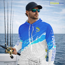 Load image into Gallery viewer, Mahi Mahi( Dorado) Fishing Custom Hooded Fishing Shirts Long Sleeve For Men, Mahi Mahi Saltwater Fishing Shirt NHT646