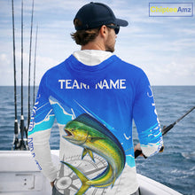 Load image into Gallery viewer, Mahi Mahi( Dorado) Fishing Custom Hooded Fishing Shirts Long Sleeve For Men, Mahi Mahi Saltwater Fishing Shirt NHT646