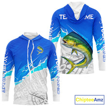 Load image into Gallery viewer, Mahi Mahi( Dorado) Fishing Custom Hooded Fishing Shirts Long Sleeve For Men, Mahi Mahi Saltwater Fishing Shirt NHT646