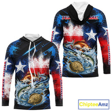 Load image into Gallery viewer, Texas Grand Slam Custom Fishing Shirts Long Sleeve Hooded, Texas Flag Fishing Jersey NHT506