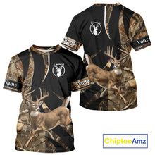 Load image into Gallery viewer, Deer Hunting Big Buck Jumping Camouflage Custom Name All Over Print Shirt Deer Hunting Gifts NHT195