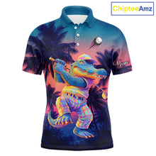 Load image into Gallery viewer, Funny Neon Alligator Golf Polo Shirts For Men Custom Team Alligator Golf Outfit, Golfer Gifts NHT663