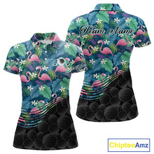 Load image into Gallery viewer, Flamingo Golf Ball Womens Polo Shirts, Colorful Tropical Flamingo Pattern, Tropical Golf Shirt NHT668