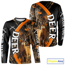 Load image into Gallery viewer, Whitetail Deer Hunting Shirt Custom Name Orange Autumn Leaves Camo, Season Hunting Hoodies For Men NBT307