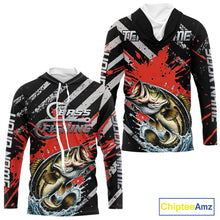 Load image into Gallery viewer, Custom Largemouth Bass Long Sleeve Hooded Tournament Fishing Shirts, Largemouth Fishing Jerseys NBT712
