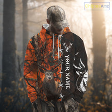 Load image into Gallery viewer, Orange Camo Deer Hunting Hoodie, Longsleeve Shirt for Red Deer Hunting Season, Hunter Gifts NBT11
