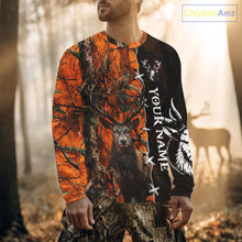 Load image into Gallery viewer, Orange Camo Deer Hunting Hoodie, Longsleeve Shirt for Red Deer Hunting Season, Hunter Gifts NBT11