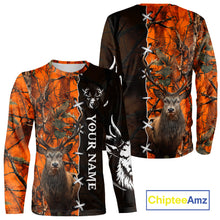 Load image into Gallery viewer, Orange Camo Deer Hunting Hoodie, Longsleeve Shirt for Red Deer Hunting Season, Hunter Gifts NBT11