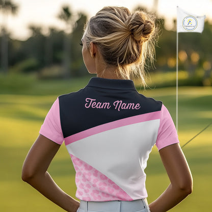 Leopard Womens Golf Polo Shirt Custom Pink Leopard Pattern Team Golf Tops, Golf Gifts NBT588