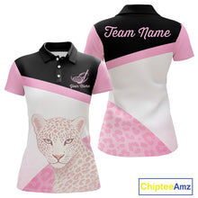 Load image into Gallery viewer, Leopard Womens Golf Polo Shirt Custom Pink Leopard Pattern Team Golf Tops, Golf Gifts NBT588